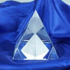3D Laser Engraved Glass Crafts Crystal Pyramid Paperweight