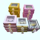 Paper Box Empty Eyelashes Packaging Soft Paper Lash Box Custom Logo Design For 25MM Strip Lashes