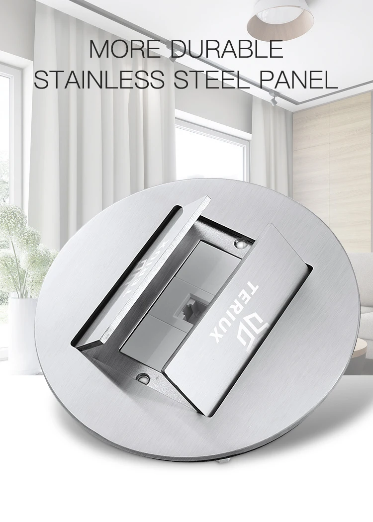Standard stainless steel round network power concealed floor socket box
