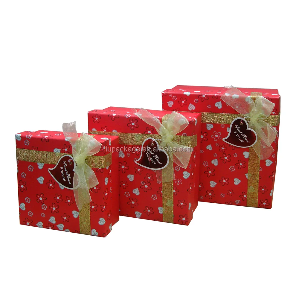 hot sale red christmas gift box ornaments glitter