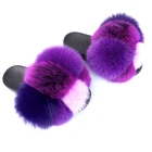 Fox Colorful Custom Logo Comfortable Rubber Sole Luxury Real Fox Fur Soft Fur Slippers