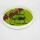Custom wholesale black storage service hotel round wooden tray