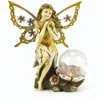 Garden Resin Fairy Figurine Statue Solar Light with Color Changing LED Crackled Glass Globe