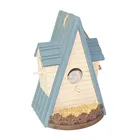 9.5 Inch Resin Wood Effect Birdhouse Bird Feeder Polyresin Hanging Birdhouse Tabletop and Ornament