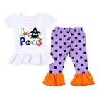 Toddler kids fashionable clothing girl bell bottom triple ruffle pants sets
