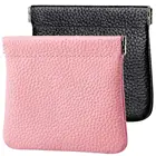 2 Pack Genuine Leather Squeeze Coin Purse Pouch for Women & Men