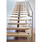 VIKO Glass Wood Stairs Design Indoor Mono Stringer Staircase