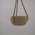 Wood Pot Wooden Garden Pot Hot Sell Hanging Solid Wood Plant Pot Container With Hemp Rope For Home Garden Patio Use