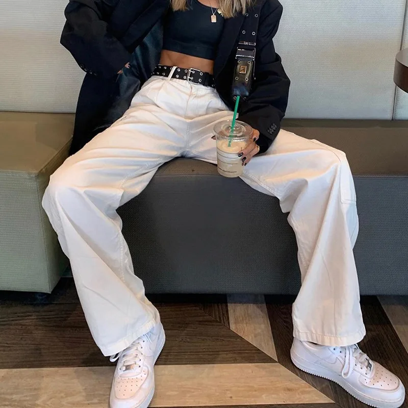Factory Custom Womens Fashion Stitching Denim Jeans With Pockets Hip Hop Patchwork Straight Pants Jeans for Women
