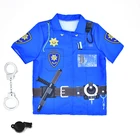 RTS Kids Police Costume Summer Short Sleeve Uniform Headcuff kids Career Costumes Wholesale