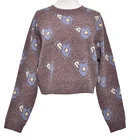 Girl Sweater 2021 New Design Spring Lovely Girl Flower Jacquard Brush Yarn Long Sleeve Round Neck Women's Pullover Sweater
