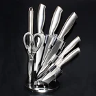 Professional 8pcs knives Hollow Handle And Acrylic stand kitchen knives set with block stainless steel peeling knife