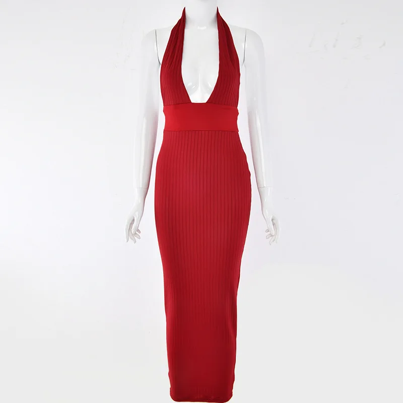 Sexy Women's Skirts Halter Dress Women Clothing Hollow Out Solid Colors Evening Dresses Casual Maxi Dresses