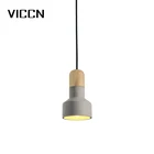 New modern design circula cup black hanging wire wooden grey e27 pendant light