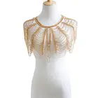 Bohemia Rhinestone Tassel Bikini Shoulder Chains Gold Body Chain Sexy Crystal Body Jewelry for Women and Girls
