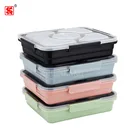 Stainless Steel 304 Tiffin Lunch Box 5 compartments kid bento box divider Food container with Plastic Lid