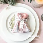 High sales quantity wedding cotton tassel pink decorative give away candy favor packing bag from Chinese manufacture
