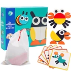 montessori tangram Wooden toys animal shape jigsaw puzzle