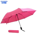 Mini Travel Automatic Open Manual Close Custom Logo Red Parts 3 Folding Umbrella