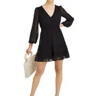 Fashion Ladies Clothing Casual Women Black Lace Trim Ruffle Fit Mini Dress