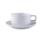 restaurant use white ceramic coffee tea cups & saucers sets
