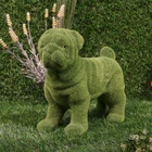 Grass Custom Design Flocking Dog Statue Grass Animals For Garden/