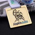 custom square gold award sports judo metal medallion medal with bland back