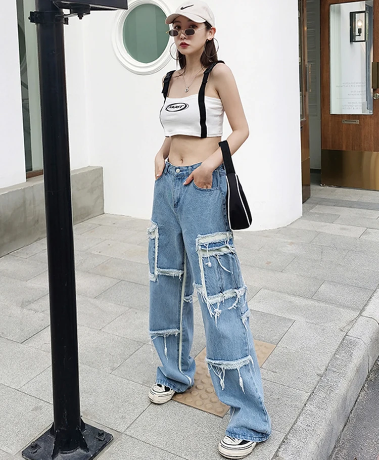 Factory Free Custom Jeans Fashion Design Pockets Italian Woman Jeans