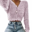 2019 Winter Autumn Ladies Sweaters Short Fluffy Coat Knitted Woolen Coat