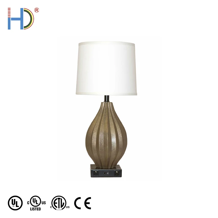 Europe Circle Decor Shade Candle Shape Table Lamp With Matte Black Base