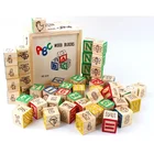 48 pcs Kids Wooden abc Animal Number Square Blocks