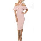 Wholesale Best Selling Casual Summer Pink Close Fitting Cotton Mini Sexy Off Shoulder Dress For Women