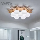 LED Chandelier Restaurant Lamp Nordic Deer Horn Antler Design Wood Living Room Ceiling Light Modern