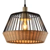 2019 new restaurant design iron wicker bamboo lampshade modern rattan pendant lamp for home decor