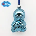 Custom blue cartoon glass hanging personalized Christmas ornament gifts