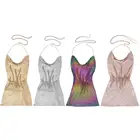 Croozy Women's Sexy Metallic Sequin Body Chain Shimmer Backless Dress