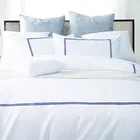 100% combed cotton white hotel bed linen bedding set 4 pcs with embroidery lines