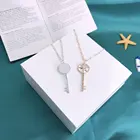 925 silver gold plated boutique star shape key pendant necklace for female