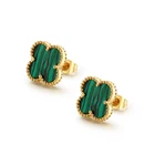 Jewelry Earrings Popular Gold Plated Stainless Steel Women Jewelry 4 Leaf Clover Earrings