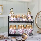 Amber High quality unique design kitchen 11pcs/lot porcelain spice jar ceramic canister set with metal stand