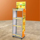 convenience store pop sales 4 tier metal wire shelf hanging basket floor standing soft drink water product display stand