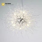 Modern simple style matt gold stainless steel dandelion crystal round pendant light