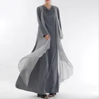 new design dubai abaya long sleeve double-layer chiffon girl muslim women dress Chiffon abaya