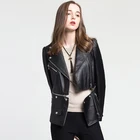 Casual cheap Leather Jacket Women Classic Detachable Motorcycle lamb sheepskin leather jacket Lady Autumn