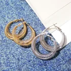 Women Fashion Jewelry Simple Stainless Steel Small Gold Hoop Earrings