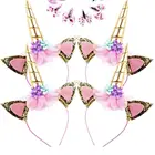 New design high quality unicorn headband with flowers pure handmade unicorn hair band accessories for kids