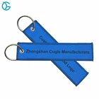 High Quality Personalized Airplane Woven Label Keychain Key Tag Embroidered