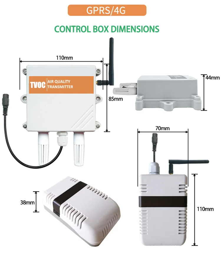 Lora/GPRS/4G/NB-IOT air quality sensor TVOC sensor eCO2 with wireless phone signal network - ANKUX.COM