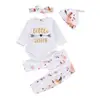 Cute Toddler Newborn Baby Clothes 4 Piece Suit Baby Body Suit Baby Set Romper