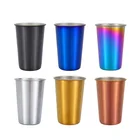 500ml 16oz metal cup 18/8 Stainless Steel travel mugs rainbow Coffee cup with straw and lid and brush